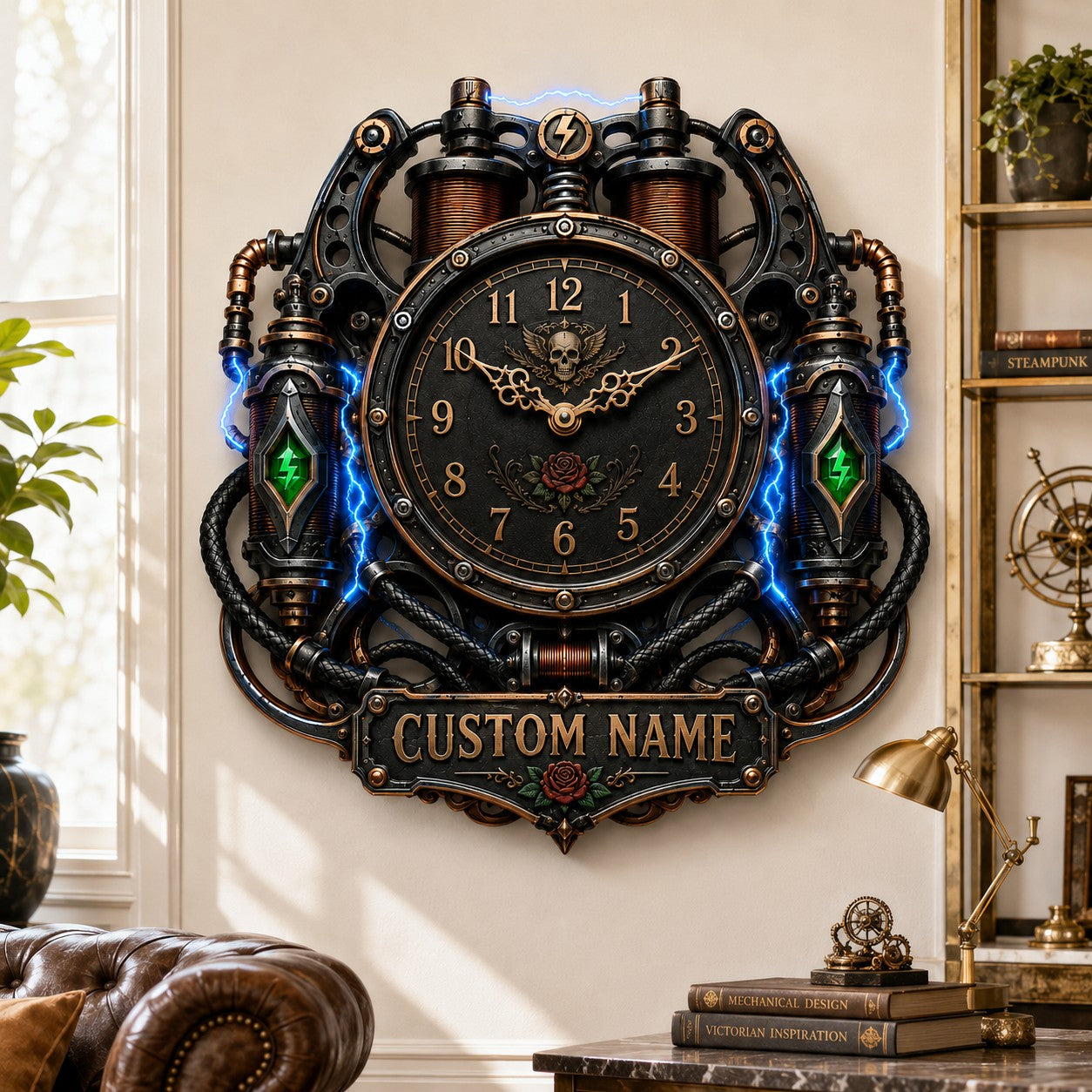 Personalized electric coil wall clock — personalized with a custom name