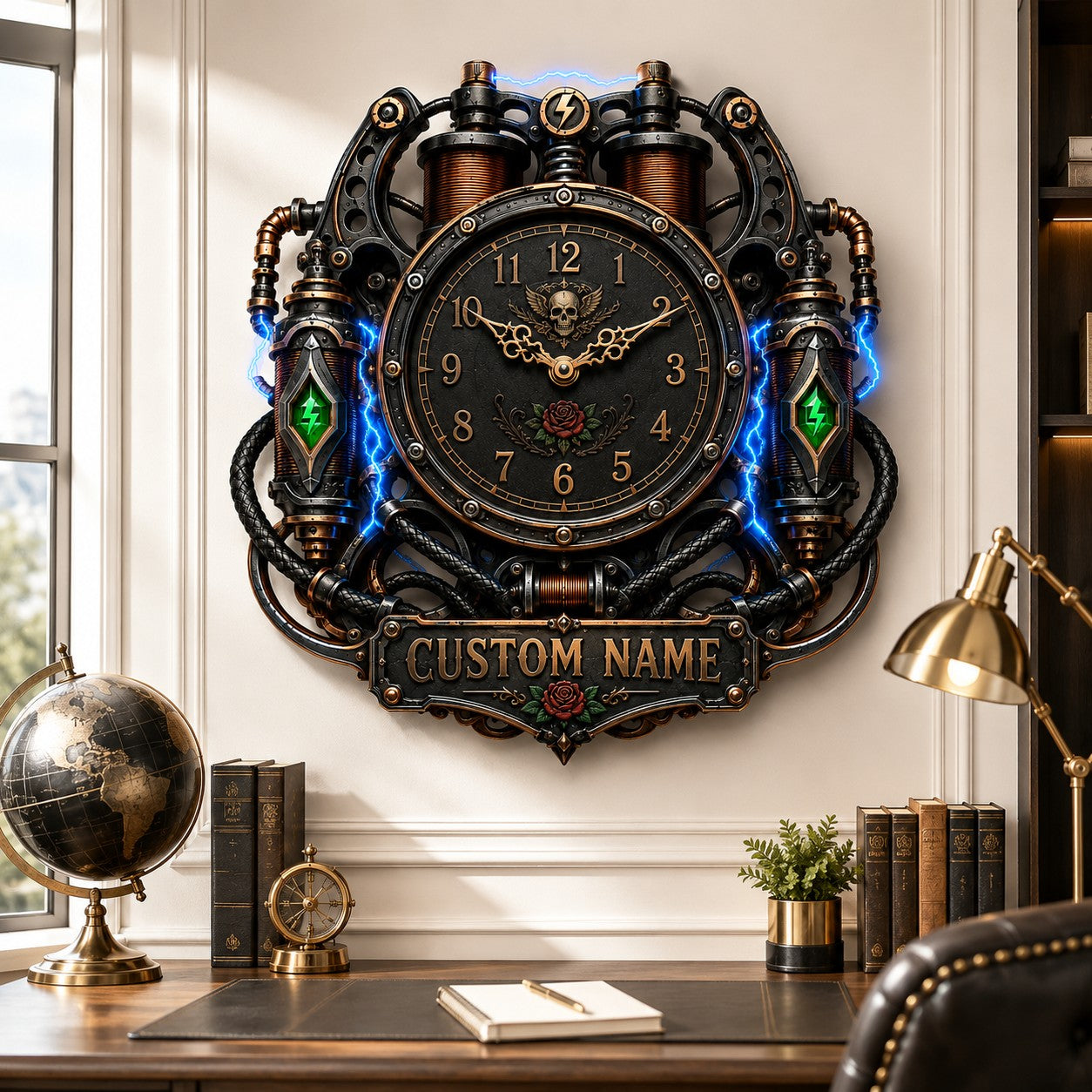 Personalized electric coil wall clock — personalized with a custom name