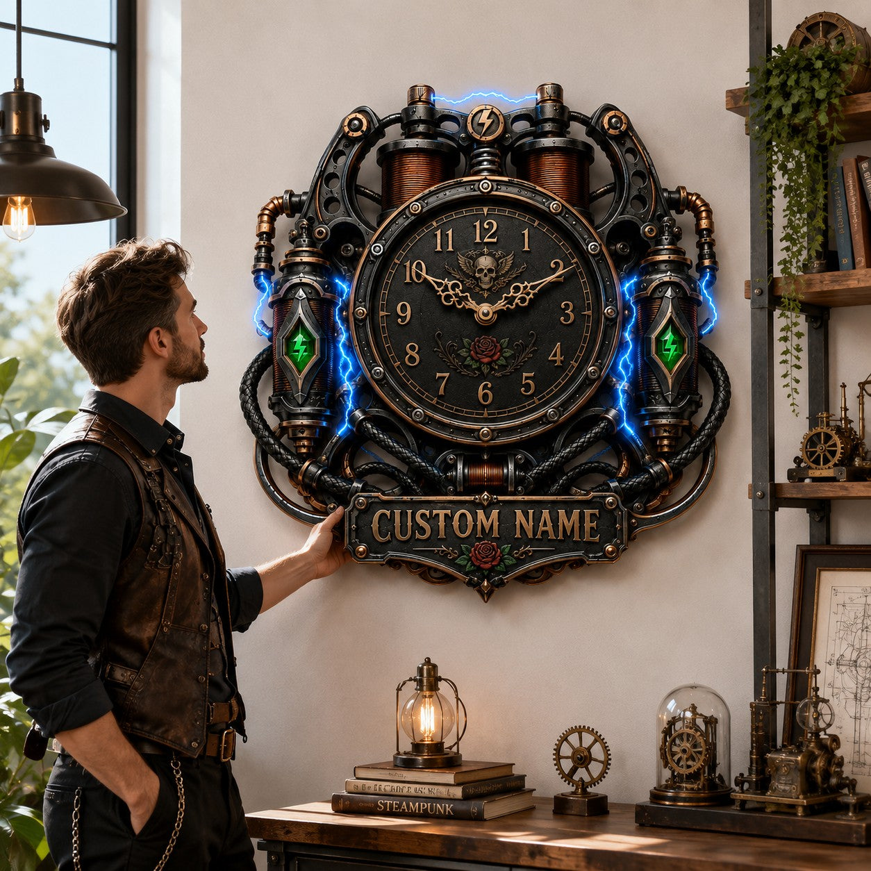 Personalized electric coil wall clock — personalized with a custom name