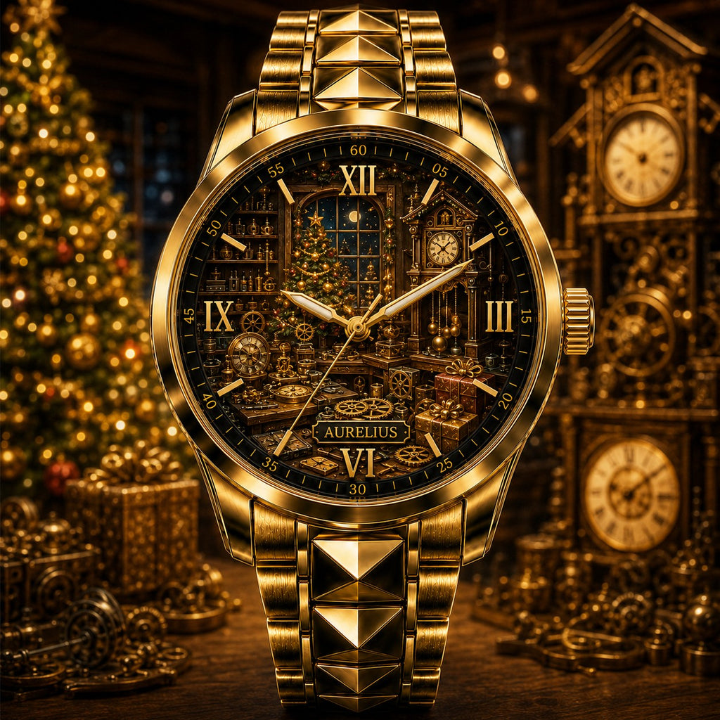 Custom Christmas Clockmaker Workshop Watch — personalized with a custom name