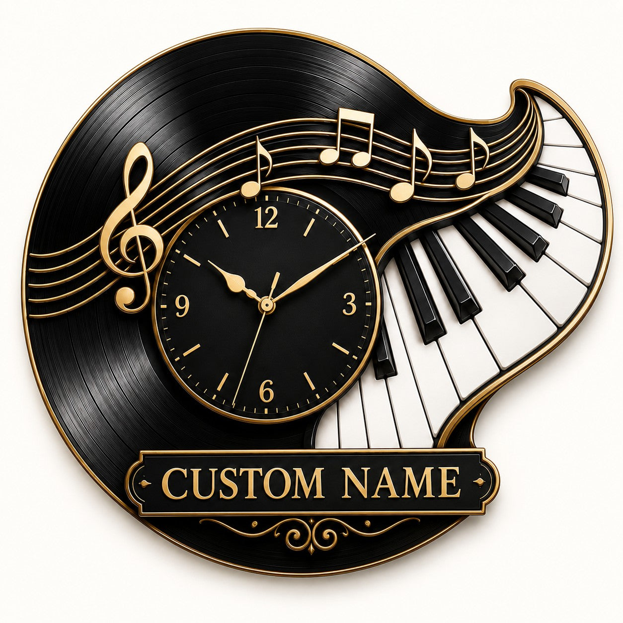 Piano Teacher Custom Name Wall Clock — personalized with a custom name