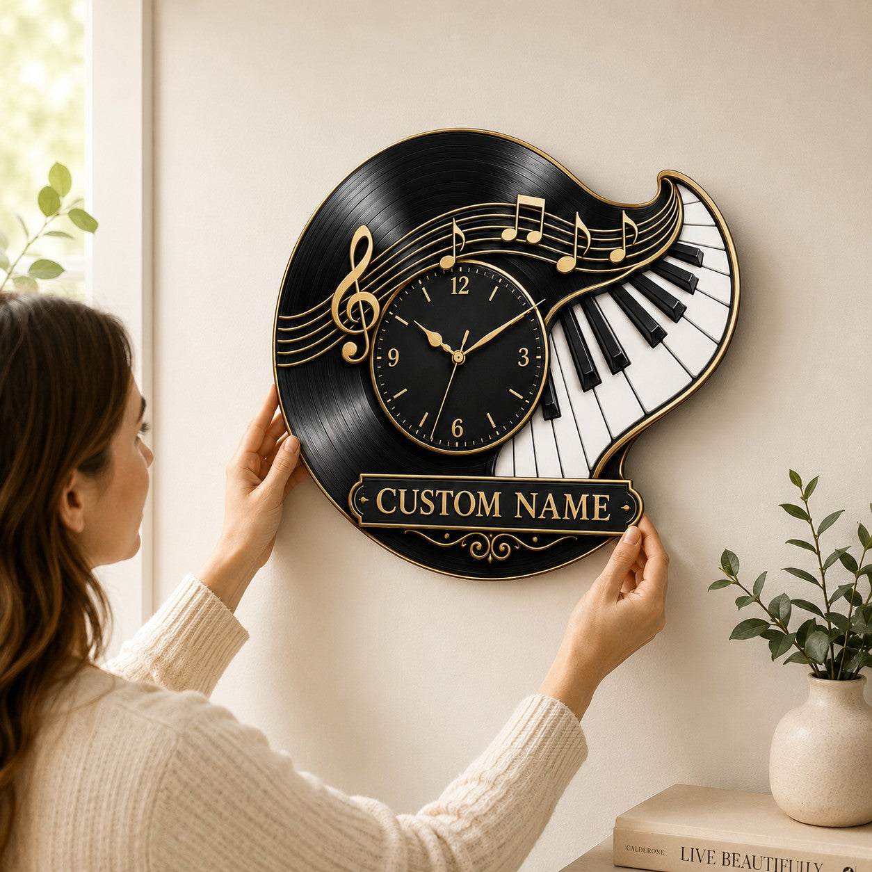 Piano Teacher Custom Name Wall Clock — personalized with a custom name