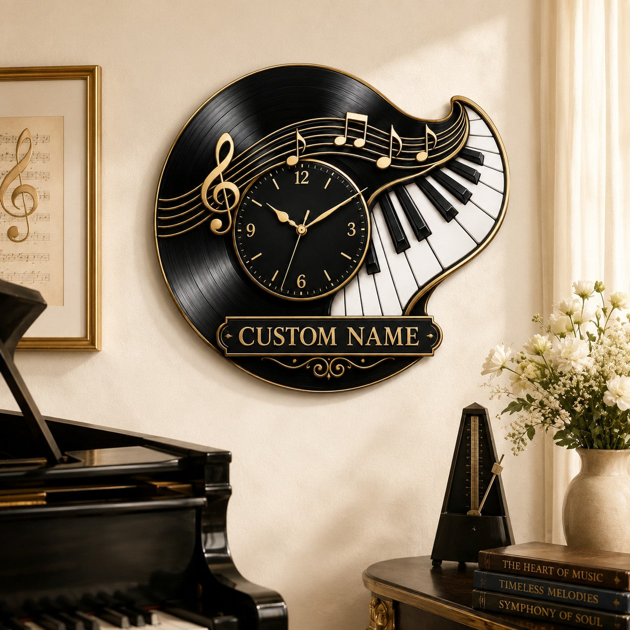 Piano Teacher Custom Name Wall Clock — personalized with a custom name