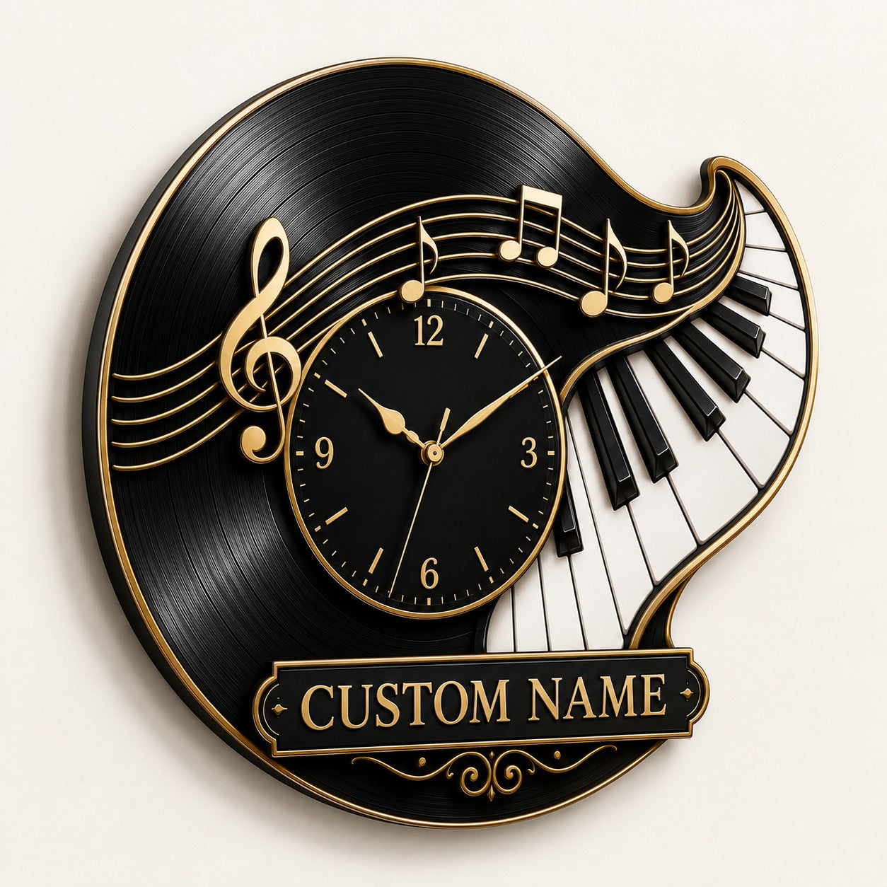 Piano Teacher Custom Name Wall Clock — personalized with a custom name