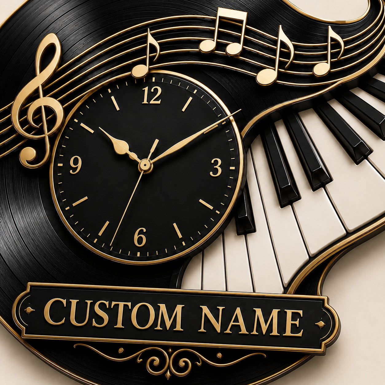 Piano Teacher Custom Name Wall Clock — personalized with a custom name