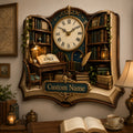 Open book Custom Name Wall Clock — personalized with a custom name