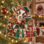 Nigerian Dwarf Goat Acrylic Christmas Ornament — digital product visualization