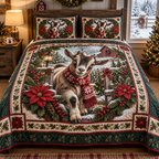 Nigerian Dwarf Goat Christmas 3-Piece Quilted Bedding Set — digital product visualization
