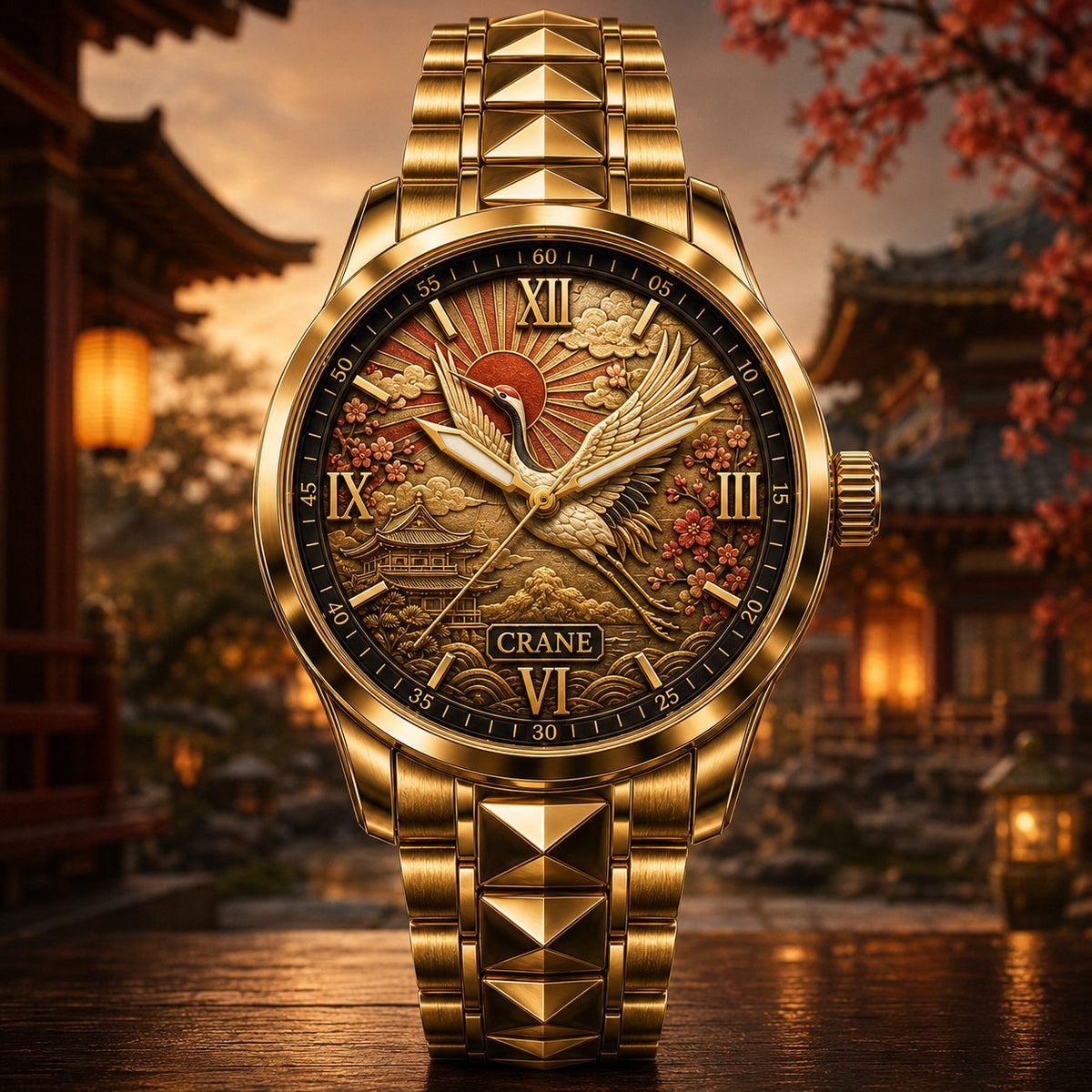 Personalized Crane Watch with a custom name set into the design