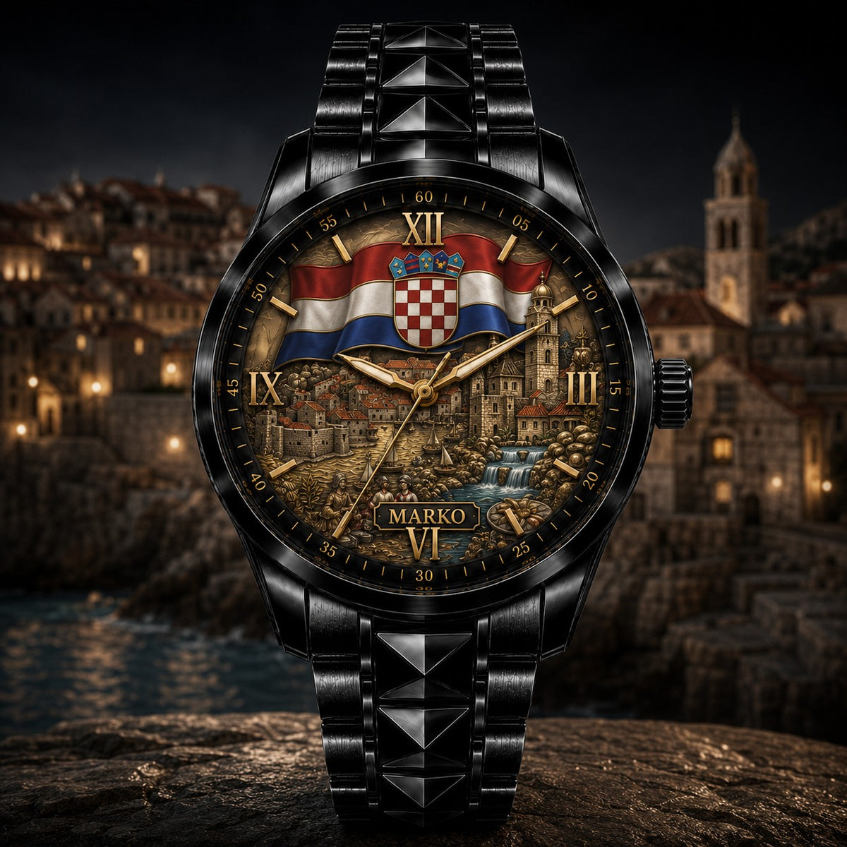 Custom Croatian Heritage Watch — personalized with a custom name