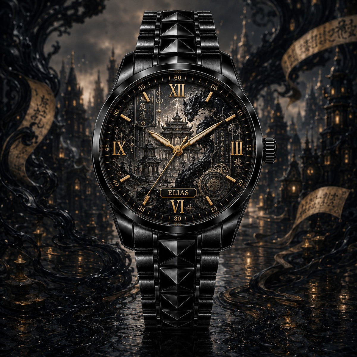 Custom Personalized Cursed Ink Dragon Watch — personalized with a custom name
