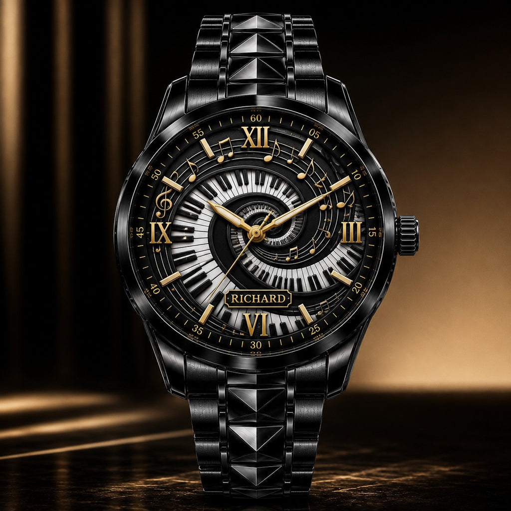 Custom Piano Music Lover Watch — personalized with a custom name