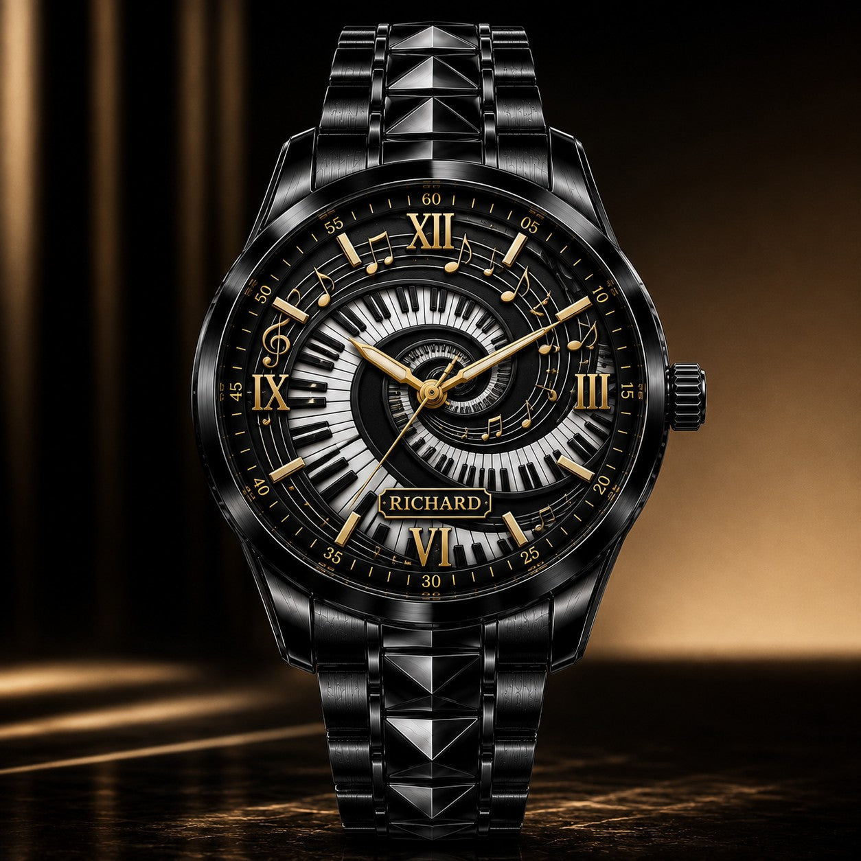 Custom Piano Music Lover Watch — personalized with a custom name