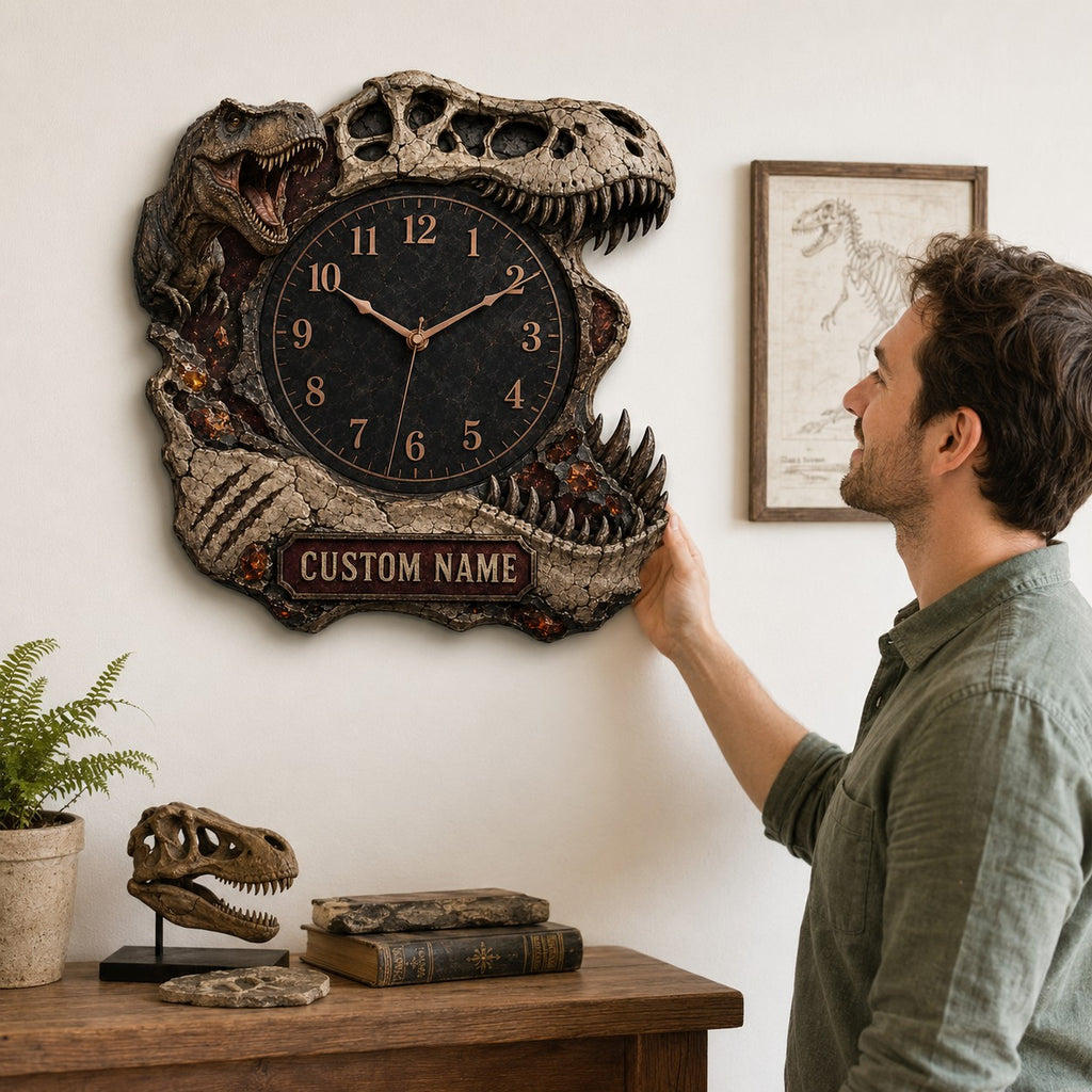 Evolution-inspired interiors Custom Name Wall Clock — personalized with a custom name