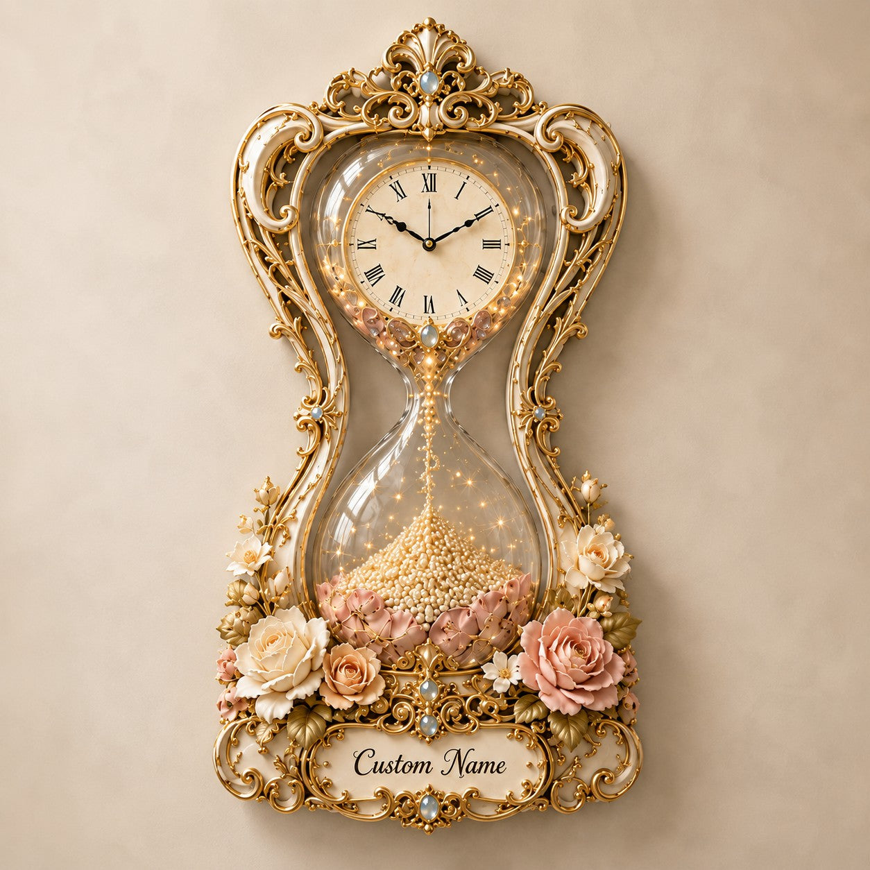 Hourglass Custom Name Wall Clock — personalized with a custom name