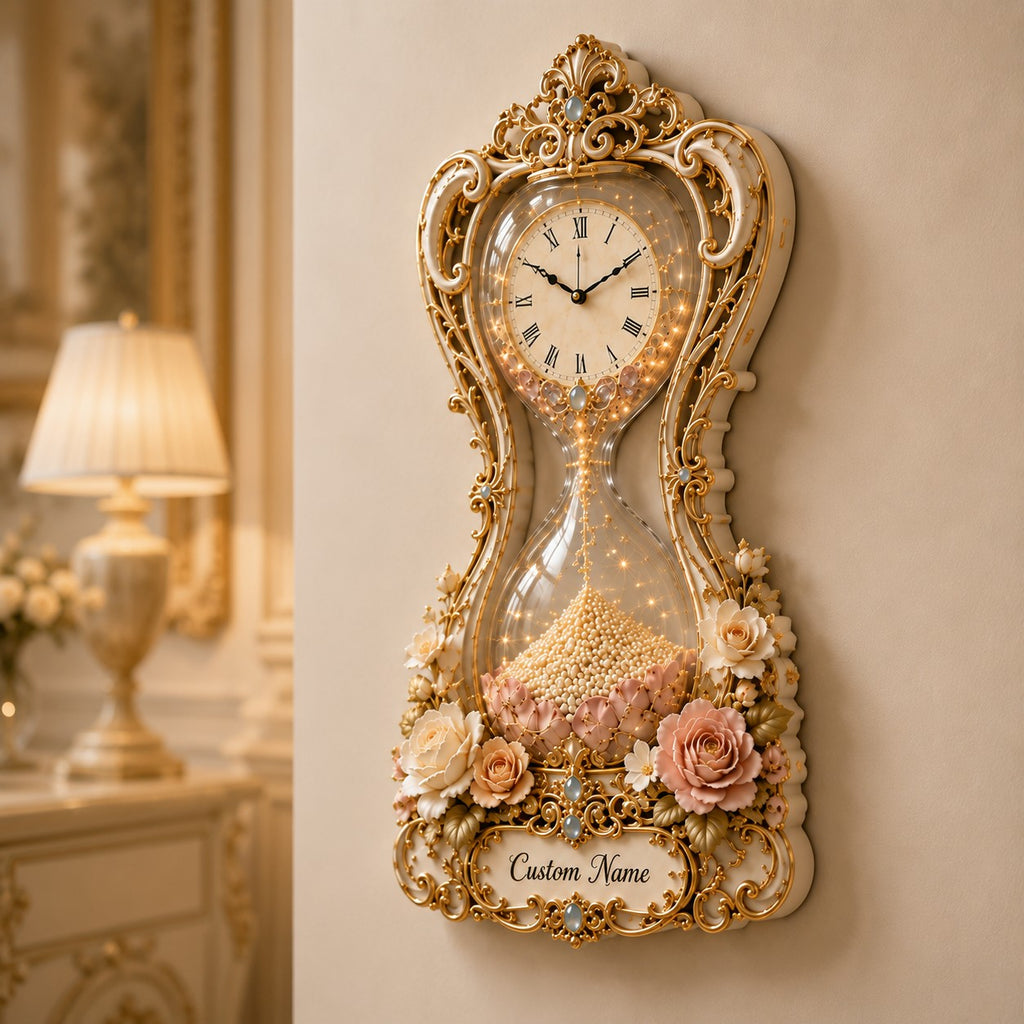 Hourglass Custom Name Wall Clock — personalized with a custom name