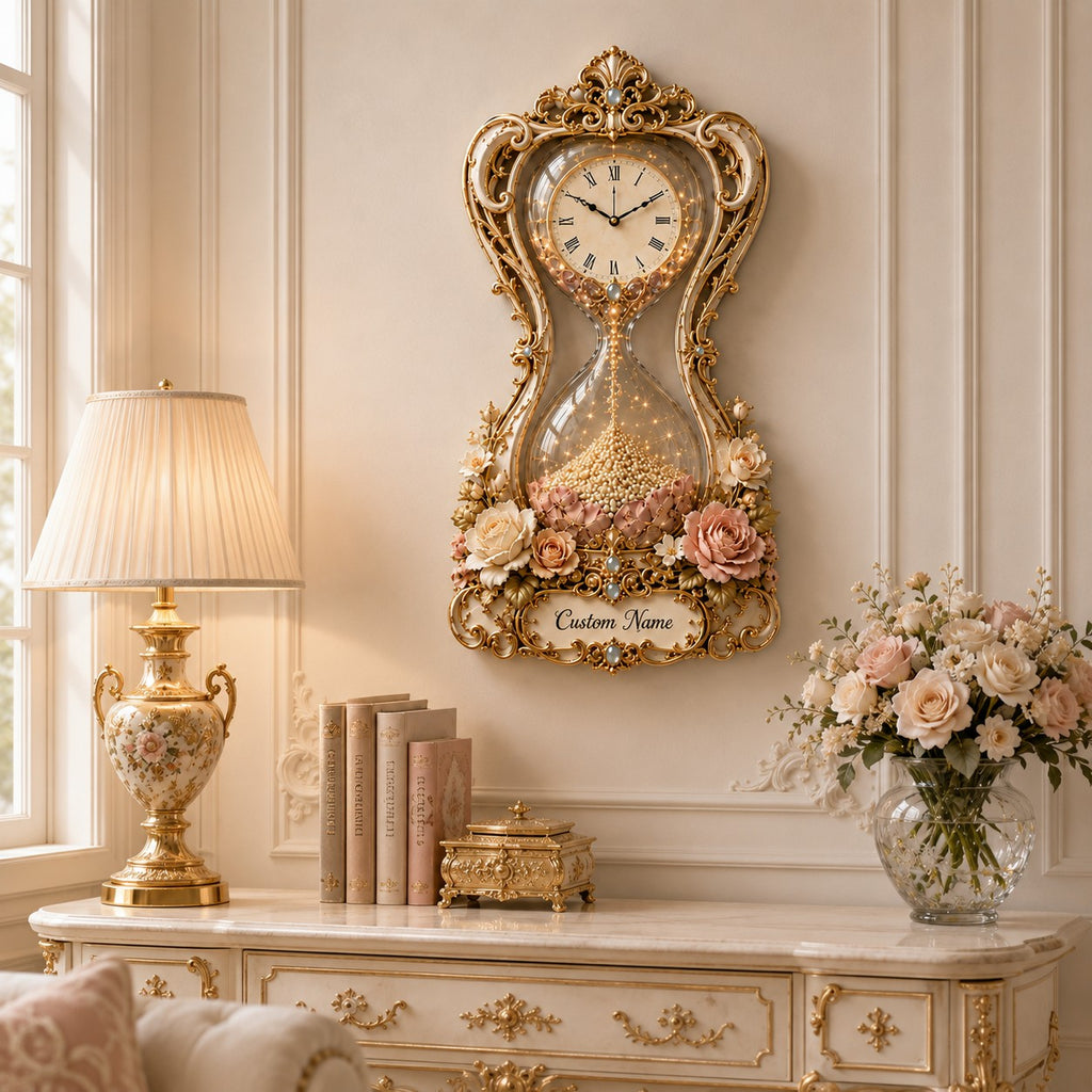 Hourglass Custom Name Wall Clock — personalized with a custom name