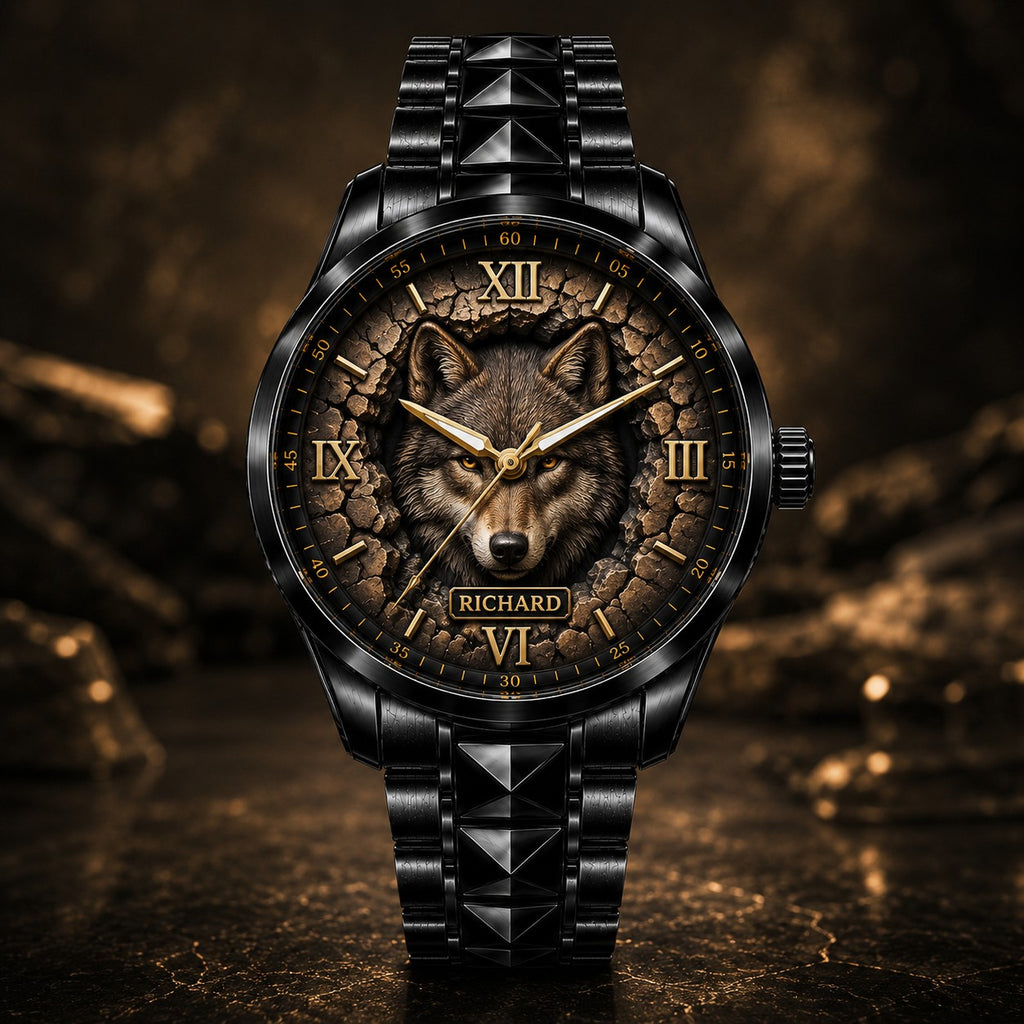 Custom Wolf Spirit Watch — personalized with a custom name