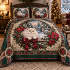 Persian Cat Christmas 3-Piece Quilted Bedding Set — digital product visualization