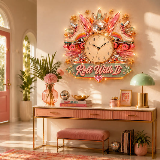 Roller skate Custom Name Wall Clock — personalized with a custom name