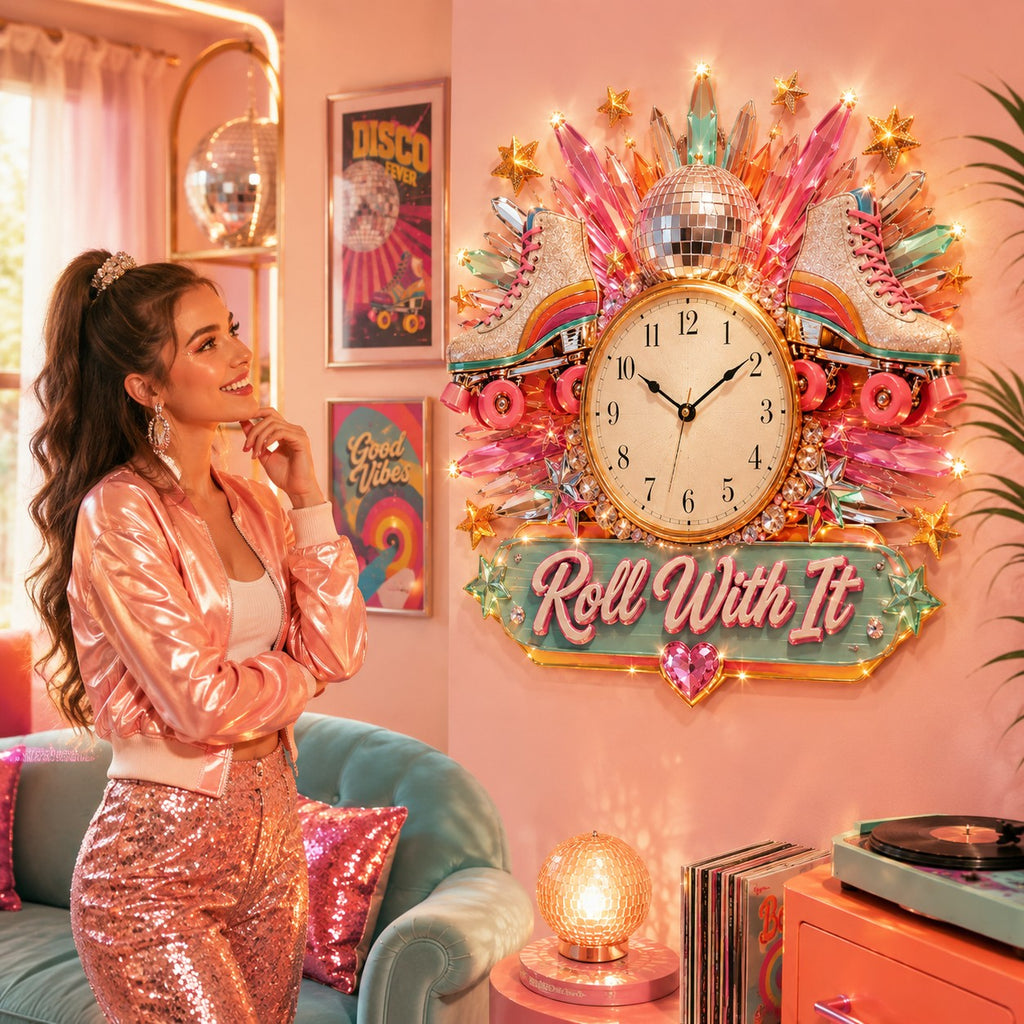 Roller skate Custom Name Wall Clock — personalized with a custom name