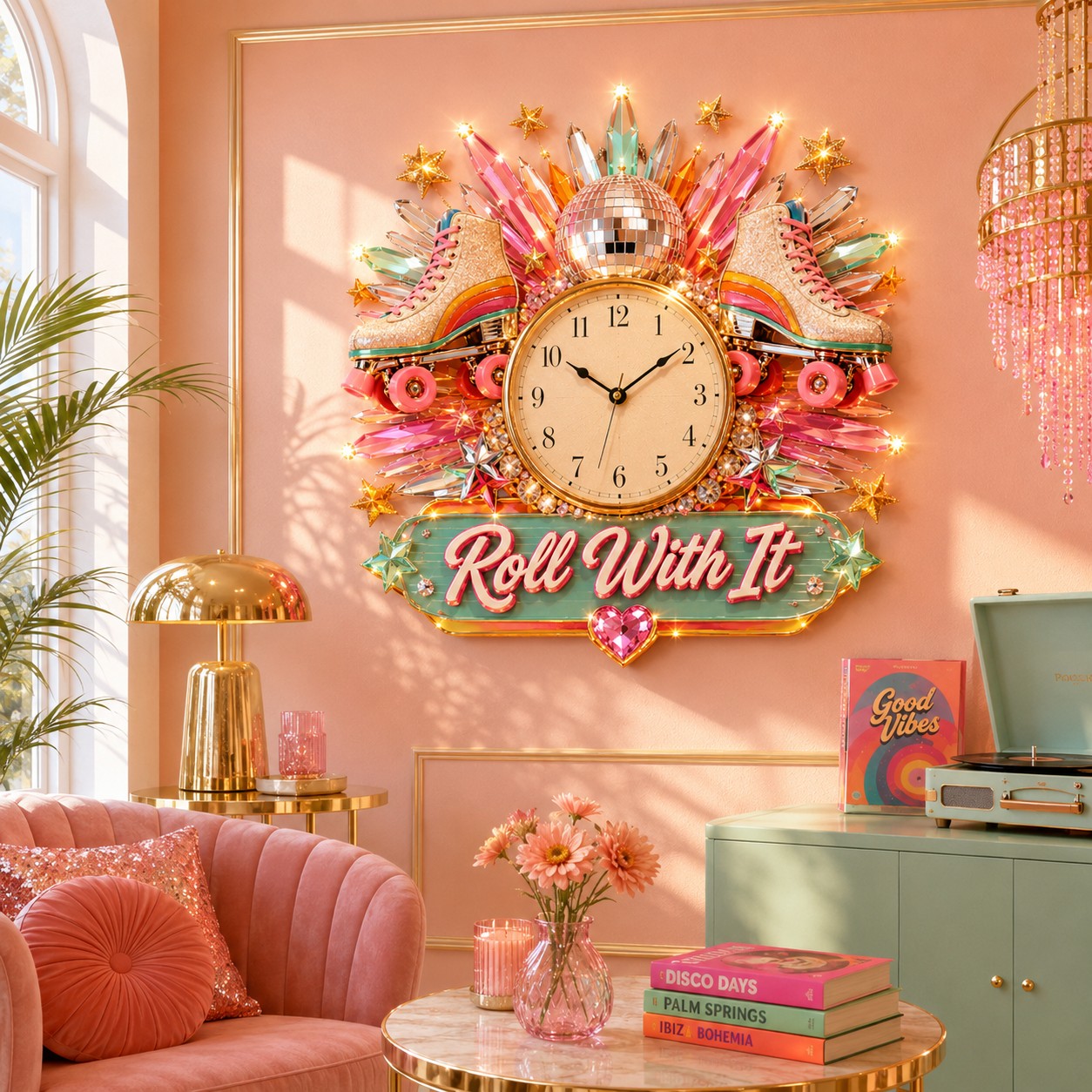 Roller skate Custom Name Wall Clock — personalized with a custom name