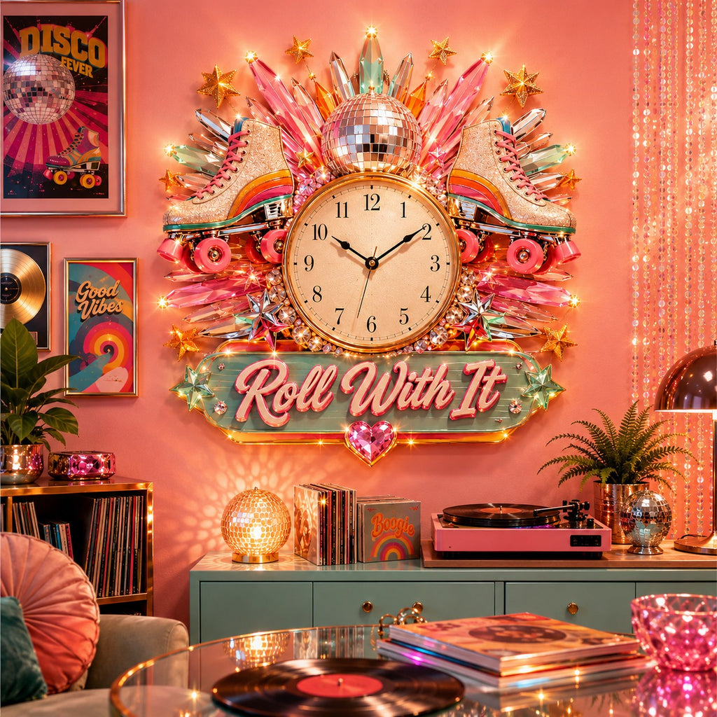 Roller skate Custom Name Wall Clock — personalized with a custom name