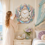 Personalized mermaid and seahorse wall clock — personalized with a custom name