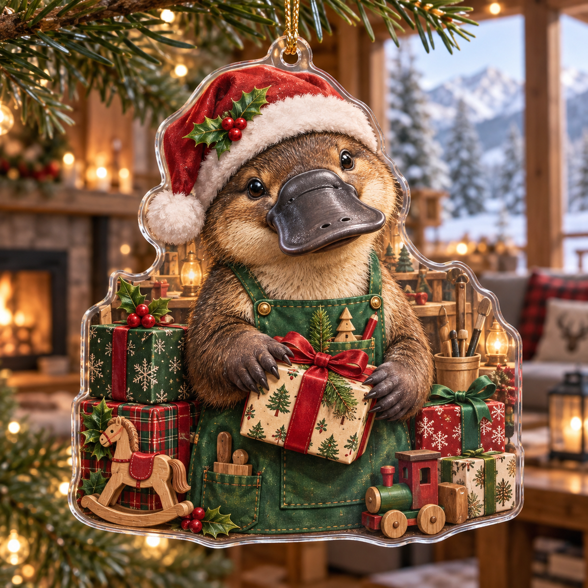 Platypus Acrylic Christmas Ornament — digital product visualization