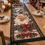 Pomeranian Christmas Quilted Table Runner — digital product visualization
