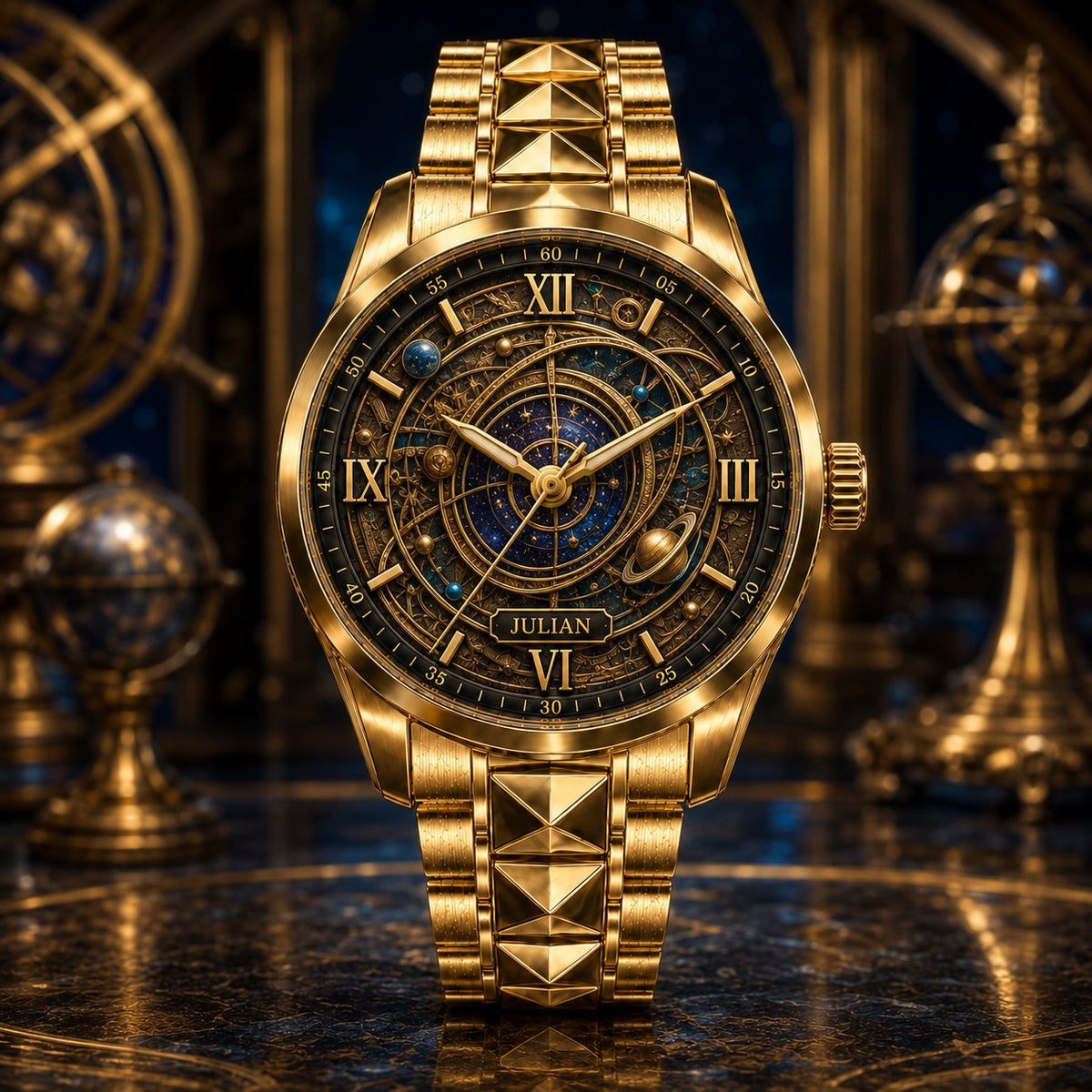 Custom Personalized Celestial Orrery Watch — personalized with a custom name