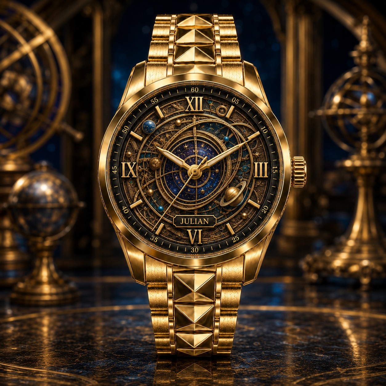 Custom Personalized Celestial Orrery Watch — personalized with a custom name