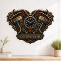 Motorcycle Custom Name Wall Clock — personalized with a custom name