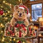 Quokka Acrylic Christmas Ornament — digital product visualization