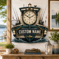 Fishing boat Custom Name Wall Clock — personalized with a custom name