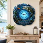 Personalized bass fishing wall clock — personalized with a custom name