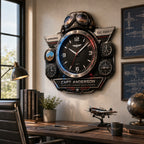 Personalized Pilot Aviation Wall Clock with a custom name set into the design
