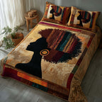 Rich Radiance Silhouette quilted 3-piece bedding set on a made bed with two matching pillow shams