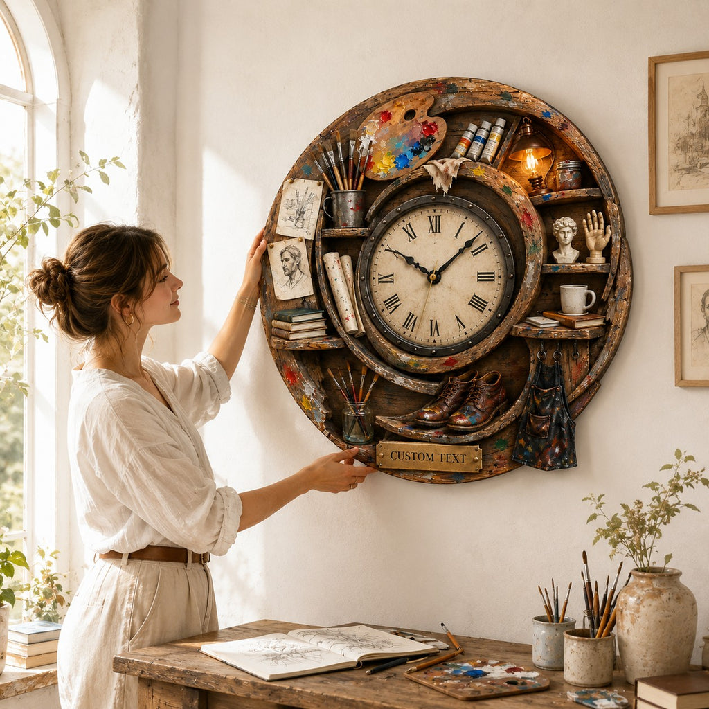 Spiral artist Custom Name Wall Clock — personalized with a custom name