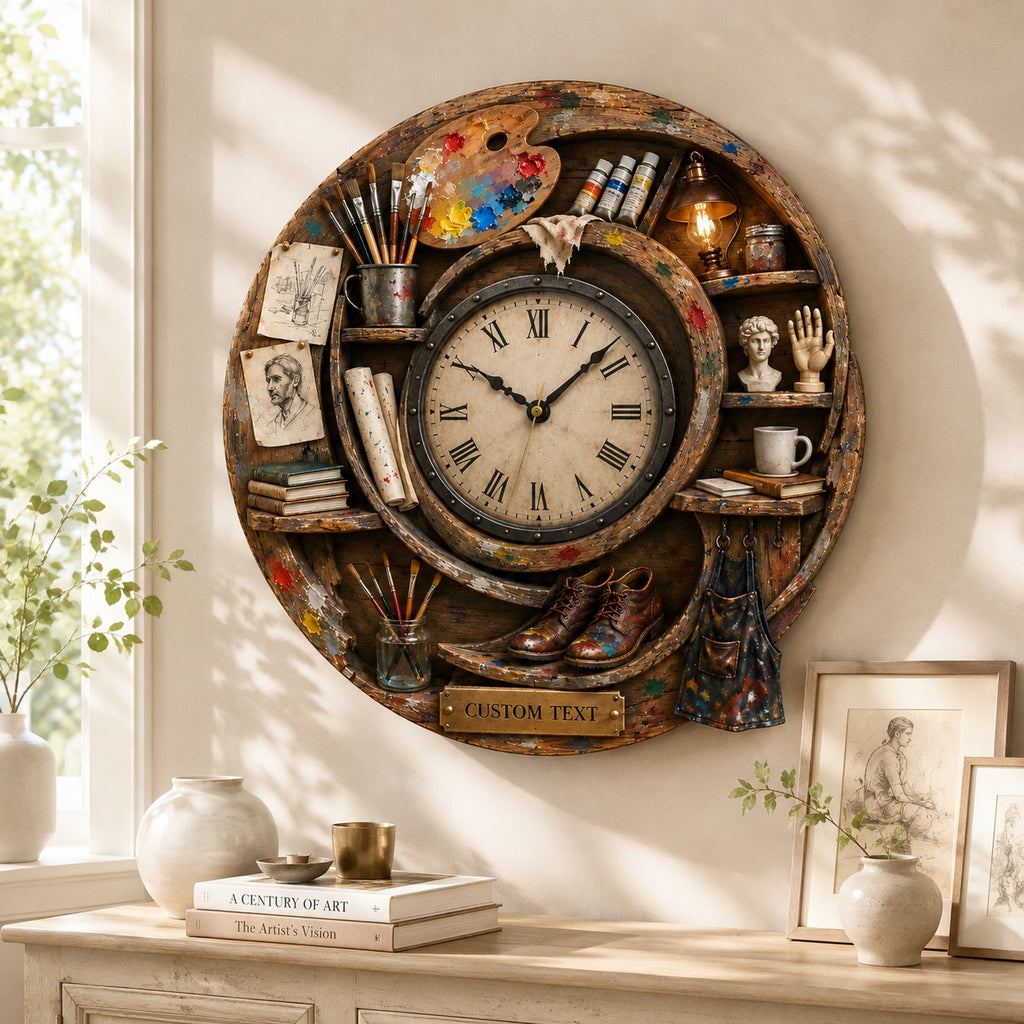 Spiral artist Custom Name Wall Clock — personalized with a custom name