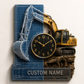 Blueprint excavator Custom Name Wall Clock — personalized with a custom name
