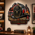 Firefighter helmet Custom Name Wall Clock — personalized with a custom name