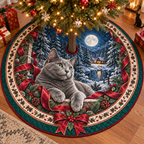 Russian Blue Cat Quilted Christmas Tree Skirt — digital product visualization