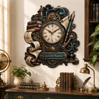 Personalized Steampunk Writer Wall Clock — personalized with a custom name