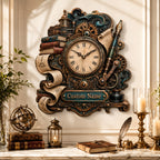Personalized Steampunk Writer Wall Clock — personalized with a custom name