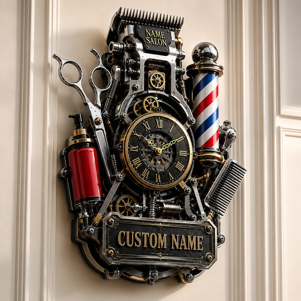 Barber Studios Custom Name Wall Clock — personalized with a custom name