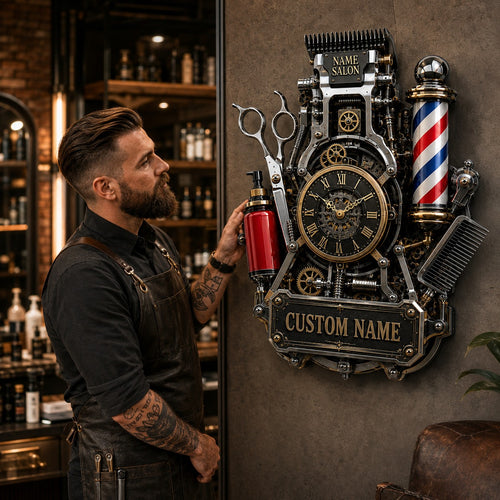 Barber Studios Custom Name Wall Clock — personalized with a custom name
