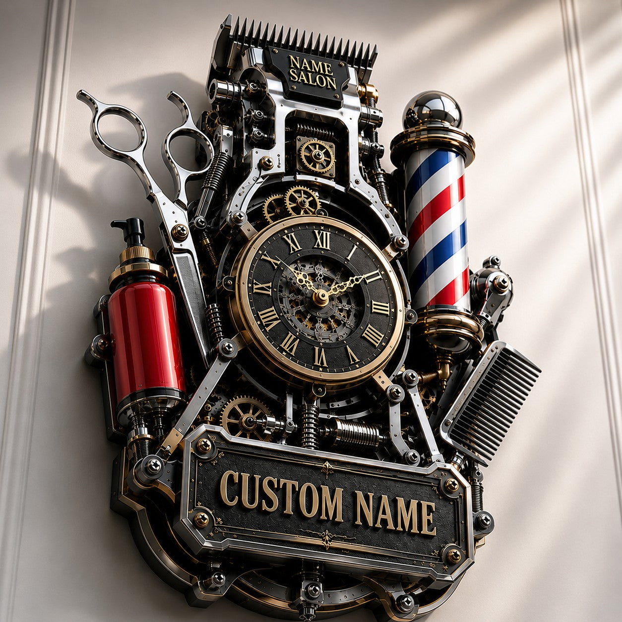 Barber Studios Custom Name Wall Clock — personalized with a custom name