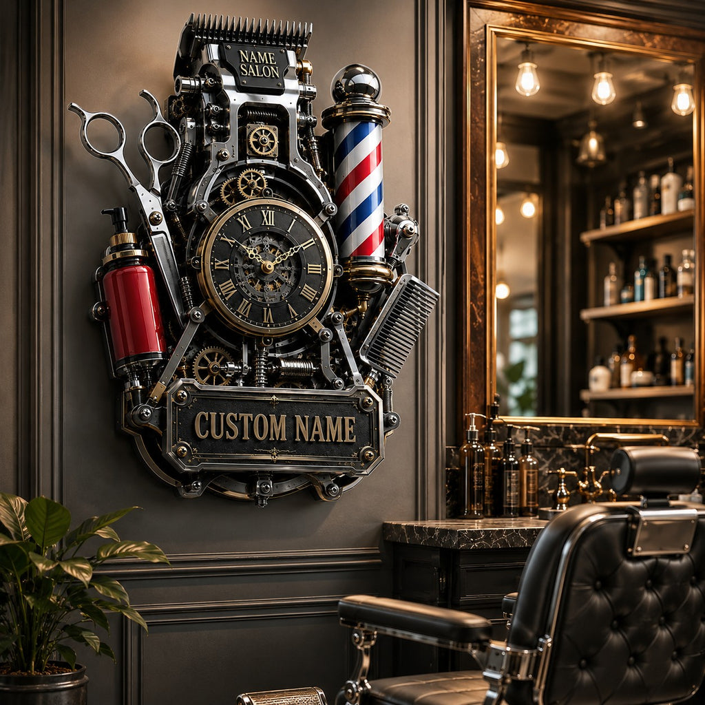 Barber Studios Custom Name Wall Clock — personalized with a custom name