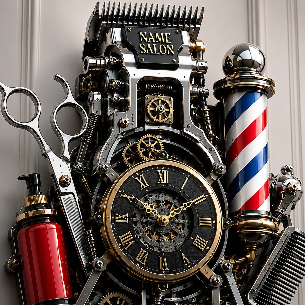 Barber Studios Custom Name Wall Clock — personalized with a custom name